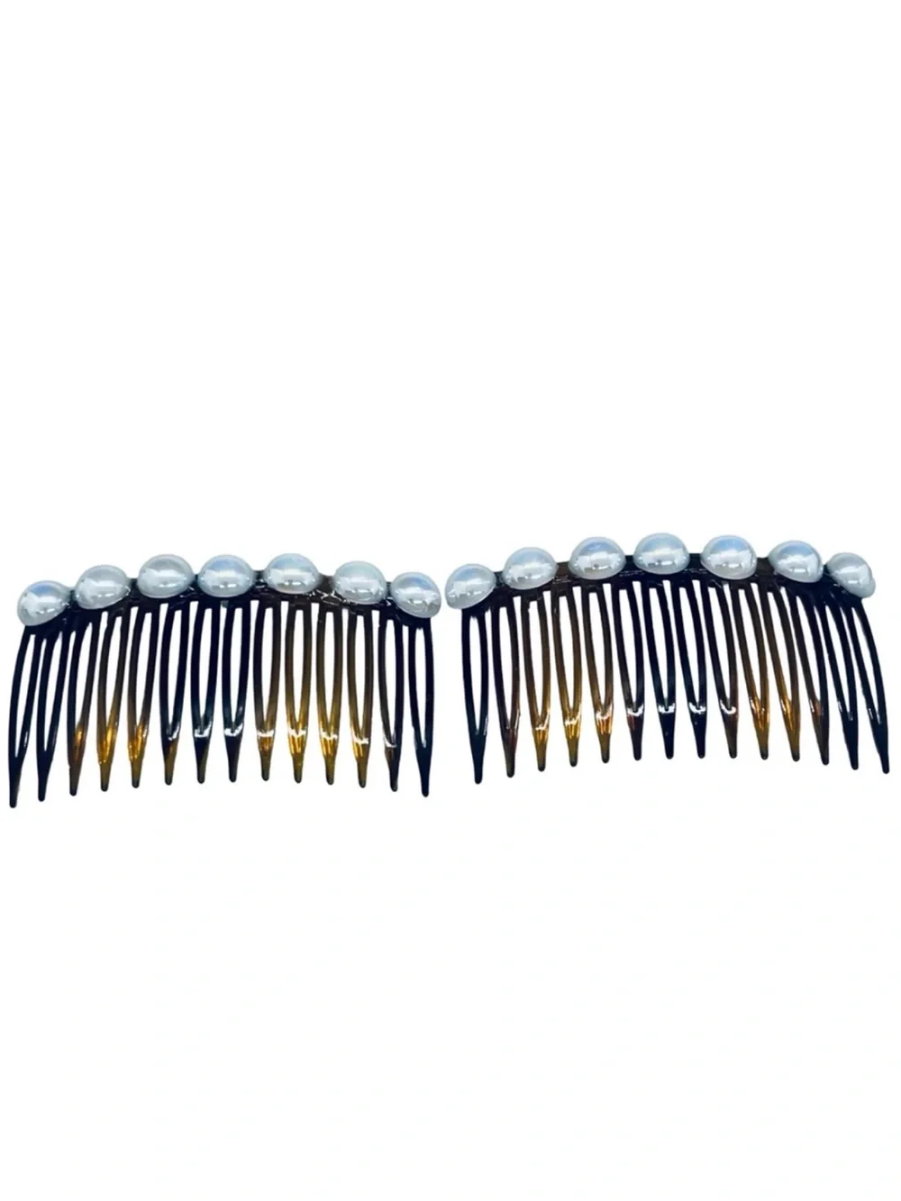 Elegant white Iridescent Pearl-Embellished Hair Combs 2 pc FINAL PRICE DROP